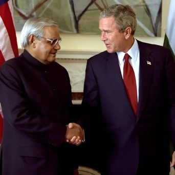 Atal Bihari Vajpayee with Bush