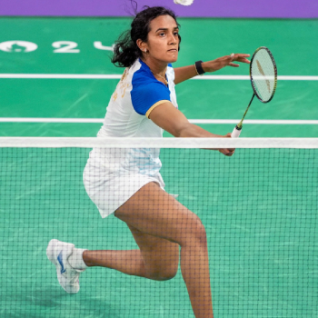 PV Sindhu playing badminton